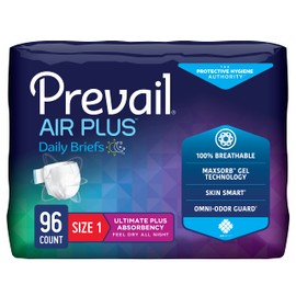 Prevail Prevail Air Plus Daily Brief | Size 1 | Breathability | Ultimate Absorbency | 80 Count