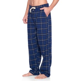 Ashford & Brooks Mens Super Soft Flannel Plaid Pajama Sleep Pants - Navy Black White - XXX-Large