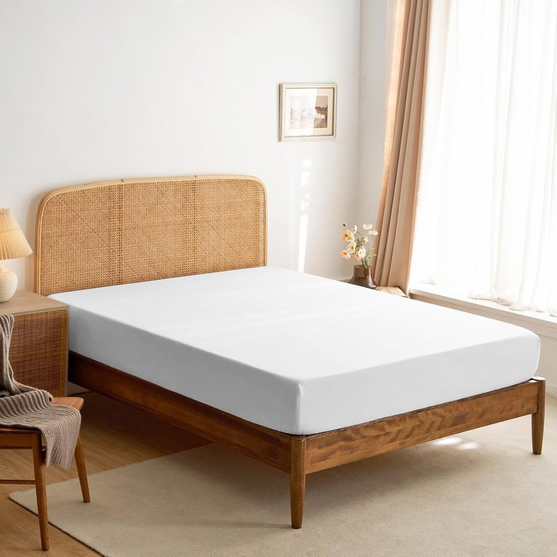 Funky Gadgets Fitted Sheet Double White Deep Pocket 10 Inch