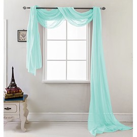 RT Designers Collection Celine Sheer 54 x 216 in. Sheer Curtain Scarf, Aqua