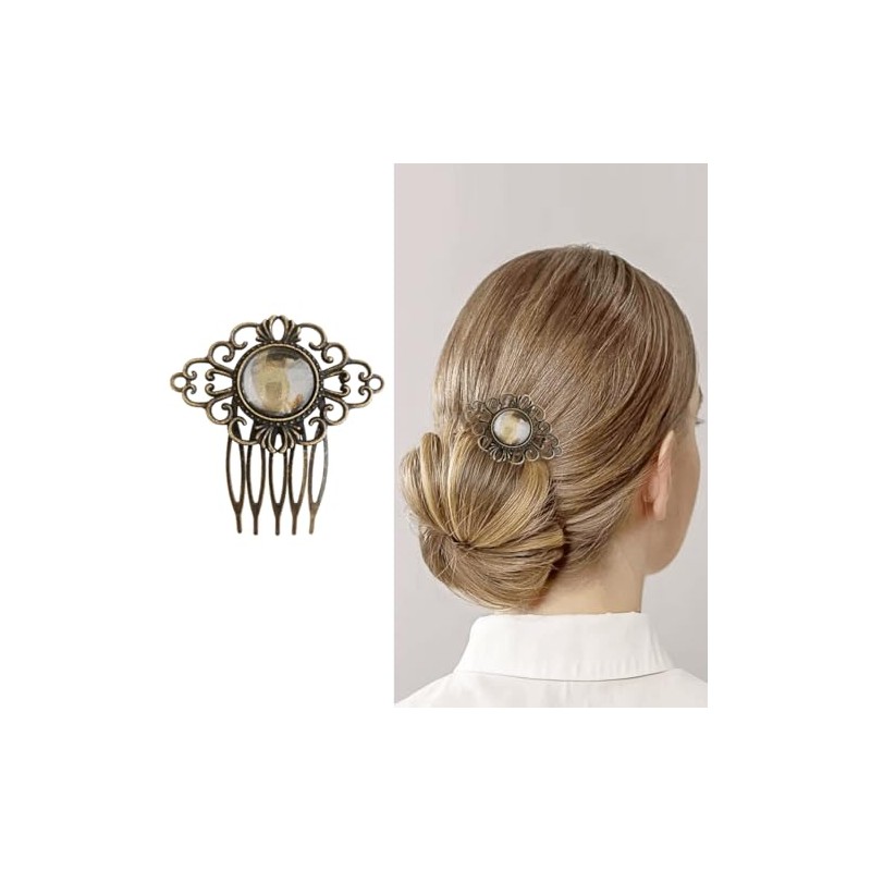 12 Peinetas Para Cabello Mujer, Set de Peinetas en Negro,