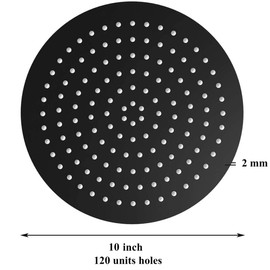 Drenky Rain Shower Head 10 Inch Rain Shower Head Black Rain Shower Head Round Stainless Steel A2 Shower Head Pressure Increasing with 121 Anti-limescale Nozzles Shower Head Rain Shower 25 x 25 cm