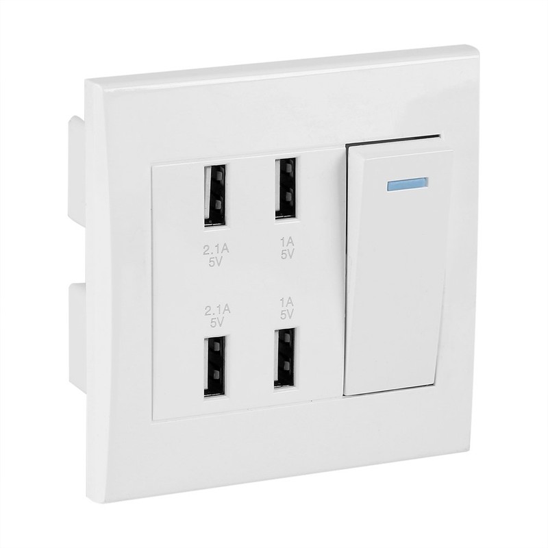 Fdit USB Wall Mounted Socket Intelligent Charger Outlet Panel Tool