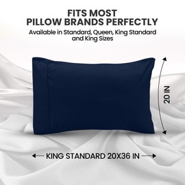 Pillow Covers by Utopia Bedding - King Standard Size 2-Pack – Soft Brushed Microfiber – Perfect for Hospitals, Hotels, Guest Rooms – Oeko-TEX Certified, 20x36 Inches (Navy)