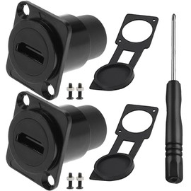 Xiatiaosann HDMI Panel Mount Connector, 4K 60Hz HDMI D Type Female to Female Panel Mount Coupler for TV, Desktop, Projector, Waterproof Cover, Screwdriver (Pack of 2)