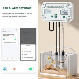 Yewhick 24/7 Online WiFi pH EC Monitor, EC PPM pH Mete Hydroponic Nutrients Smatr Monitor, APP Online Nutrient Meter with Data Logger Function for Nutrient Reservoir Water Tank DWC Indoor Garden