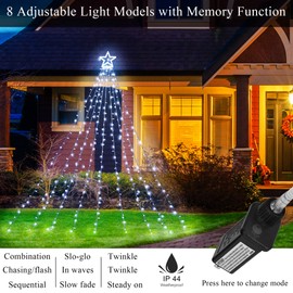 DANLI Outdoor String Lights, 320 LED Star Lights with Timer, 8 Mode, IP44 Waterproof Fairy Lights, 9x12FT Topper Lights for Holiday Decoration, Christmas, Patio Yard
