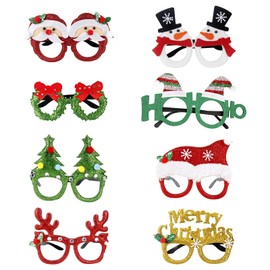 Christmas Glasses Pack of 8 Christmas Tree Christmas Party Glasses Frame Christmas Glasses Funny Christmas Glasses Christmas Tree Antlers Christmas Costume Party Decoration for Children Adults