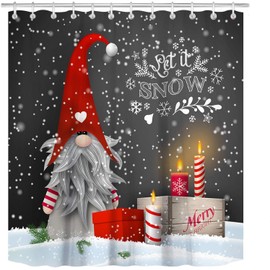 Gnome Shower Curtains for Bathroom Lovely Cute Sprite Christmas Let it Snow Fabric Shower Curtain Winter Xmas Holiday Bathroom Curtain Set with Hooks Included 72x72 inches