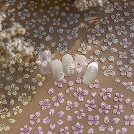 Nail art Aurora spring flower decoration 5 types of cherry blossom emboss stickers - WFHTRNM emboss stickers - 198 / 네일아트 오로라빛 봄꽃꾸미기 벚꽃 엠보 스티커 5종-WFHTRNM 엠보스티커 - 198