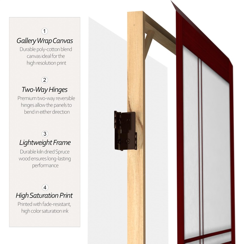 Red Lantern 6 ft. Tall Canvas Double Cross Rosewood-6 Panels