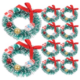 MAGICLULU 10pcs Mini Christmas Wreaths with Bow Santa Claus Mini Green Artificial Christmas Wreath for Xmas Holiday Decor