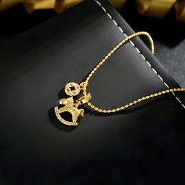 PetPong Women's Necklaces, Pony Necklace, Diamond Necklace, 18 Carat Gold-Plated, Exquisite Pony Pendant, Exquisite Women's Jewellery