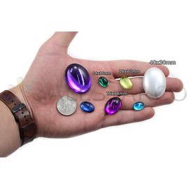 10x8mm Oval Flat Back Frosted Acrylic Cabochons Plastic Rhinestones Gems for Crafts Costume Embelishments Card Making Jewels Jewelry Making Cosplay Jewels - 100 Pieces (Blue Aqua H509)