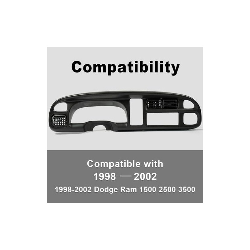 PIT66 Dash Board Bezel Cover Compatible with 1998-2002 Dodge Ram