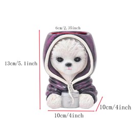 Zeehaor Yorkie Planter Dog Plant Pot Funny Wearing Hoodie Animal Head Flower Pot Adorable with Drainage for Indoor and Outdoor Home Decor
