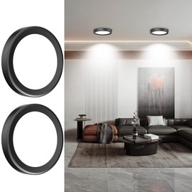 Lámparas para Recámara 15cm 6500K 12W Paquete de 2, Lámpara de Techo LED para Baño, Redonda Plafon Modernas para Cocina/Pasillo/Armario/Baño/Sala (Negro)