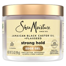 SheaMoisture Edge Control Strong Hold Gel+Flaxseed Jamaican Black Castor Oil Keeps Edges in Place,No Flakes,Infused With Hydrolyzed Corn Starch,Glycerin,Indulgent Scent ParabenFree AntiFrizz Gel 3.5oz