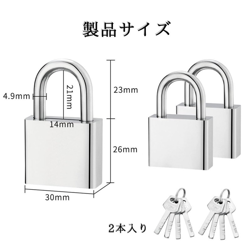 GLOWZEN 2 PCS Stainless Steel Padlock with Key,Waterproof and Rustproof
