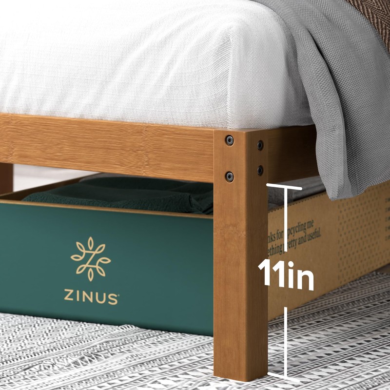 Zinus Leah Bamboo Platform Bed Frame with Headboard, No Box