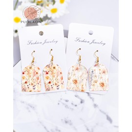 Puocaon Flower Clay Transfer Paper - 20 Sheets Spring Flower Transfer Paper for Polymer Clay Earrings Jewelry Assorted Design