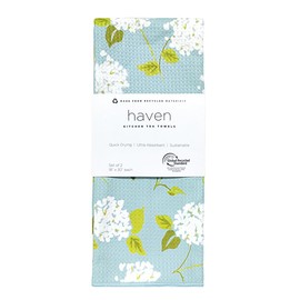 KAF Home Haven Kitchen Tea Towel - Set of 2 Quick Drying Microfiber Cloth Towels - 18 x 30 - Hydrangea