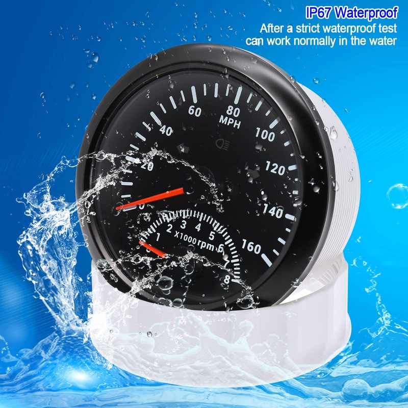 ARTILAURA GPS Speedometer 0-160MPH with Tach 8000 RPM Marine Boat