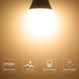 LED Light Bulbs 100 Watts Equivalent,12W E26 Base Non-Dimmable,1200 Lumen Standard LED Bulb,Perfect for Bedroom and Living Room Lighting, 6 Pack - Color: Warm White 2700K