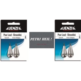 .Jenzi Set of 2 Pear Lead, 40 g, 2 x 2 Pieces, with Swivel/Eyelet. + Free Petri Heil! Sticker