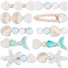 CABODYALS 2 Styles 10Pcs White Seashell Pearl Starfish Hair Clip