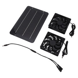 Solar Panel Fan Kit 10W Solar Powered Dual Fans for Chicken House Greenhouse Dog House with Protective Net