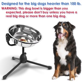 Vexong Elevated Dog Bowl Extra Large Size for Dogs Heavier Than 100 lbs 1.24 Gal 4.7 Liter Stainless Steel Dog Food Bowl Water Bowl Height Adjustable Non-Slip Raised Dog Bowl Set Metal Stand Durable