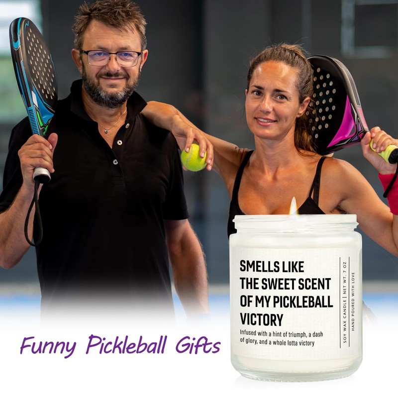 Shqiueos Pickleball Gifts for Women Men Lavender Scented Candle 7oz