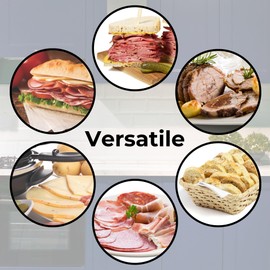 Starfrit Deli Slicer - Slices Meat, Cheese, Bread - 6.5" Stainless Steel Blade - Adjustable Thickness Knob - Nestable for Easy Storage | 2-in-1 Fruit and Vegetable with Bonus Peeler