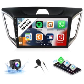 SIXWIN 2G+64G Android 13 Car Radio for Hyundai Creta IX25 2015-2018 10.1 Inch Touch Screen with CarPlay Android Auto Mirror Link Bluetooth FM GPS Navigation HiFi WiFi SWC Backup Camera MIC