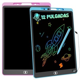 2Pcs Tablero electrónico 12 pulgadas ，pizarron magico， infantil juguete educativo portátil,pantalla a color para creación，reutilizable, borrable，Jugue