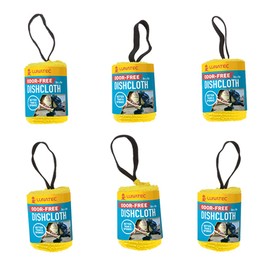 LUNATEC Odor-Free Dishcloths. The Perfect Scrubber, Dish Cloth, Sponge and Scouring Pad to Clean Your Dishes, Pots & Pans, and Kitchen Gear. Ideal for Home, RV, Boat Galley and Camp Site. (6-Pack)