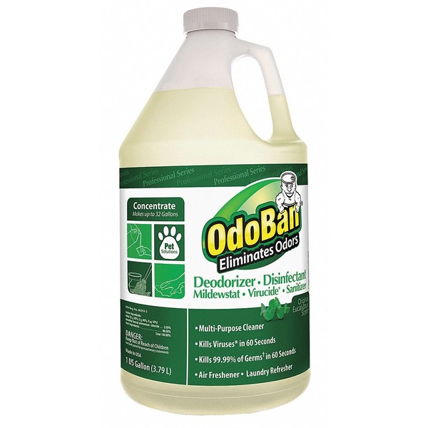 OdoBan Professional Disinfectant and Odor Eliminator Concentrate, 4-Pack, 1 Gallon Each, Original Eucalyptus Scent