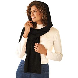 Le Moda Fleece Womens Hooded Wraparound Scarf (ONE SIZE, Black)