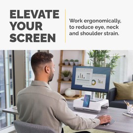 Fellowes Breyta Ergonomic Height Adjustable Stand for Monitor/Laptop, White