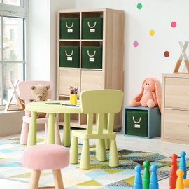 Simple Houseware 4 Pack Cube Storage Bin With Braided Handles, Green