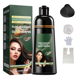 Champú para Teñir el Cabello 500ml - Champú Tintura con Ingredientes Herbales, Cubre Canas en Casa para Hombres y Mujeres, Champú para Cañas 3 en 1 Ne