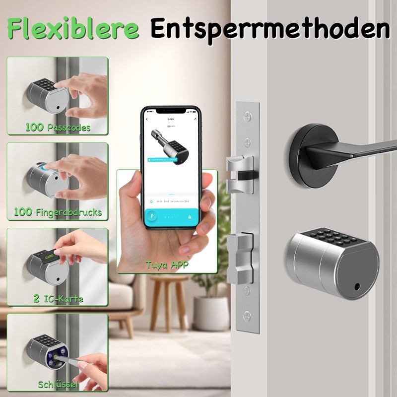Anweller Smart Lock Cylinder with Fingerprint, App, Password, Key and