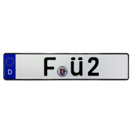 European German License Plate - F Ü 2 (Plate Only)