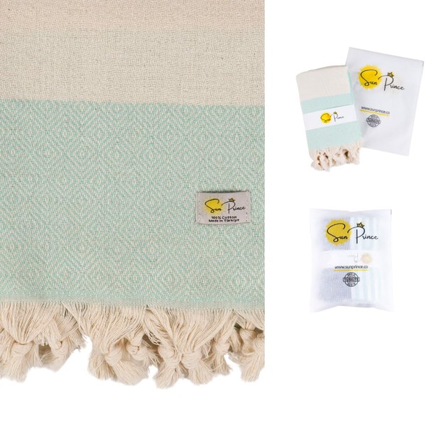 SUNPRINCE Turkish Beach Towel Oversized 37x71 inch 100% Cotton Sand