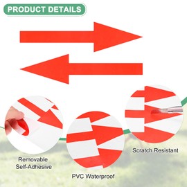 M METERXITY 4-Pack Arrow Sticker, 6 x 2 Inch/ 150 x 37 mm PVC Waterproof Self-Adhesive Directional Arrows Removable Directional Floor Decal Stickers for Wall Marking/Road Sign [Red]