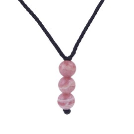 Sundarwald Collar con colgante de abalorio redondas de rodocrosita natural para mujer, joyería bohemia hippie, piedras preciosas curativas regalo, 7mm, Gema, rodocrosita, Rosado