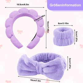 Set of 4 Hair Bands, Cosmetics, Spa Headband for Washing the Face, Skin Care Headbands, Make-Up Hair Band, Headband, Wrist Wash Band Set for Women, Girls, Yoga, Sports, Shower, Makeup Removal