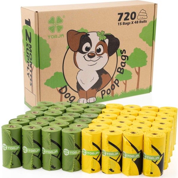YORJA Dog Poop Bags, 720 Pet Waste Bags,100% Leak Proof Extra Thick and Strong Biodegradable