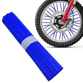 NYTKL 72 PCS Dirt Bike Spoke Skins Covers, Wheel Spoke Skins Wrap Covers Trim for 8"-21" Rims, Wheel Rim Pipe Trim Decoration Protector for Motorcycle Dirt Bike Wheelchair (Dark Blue)